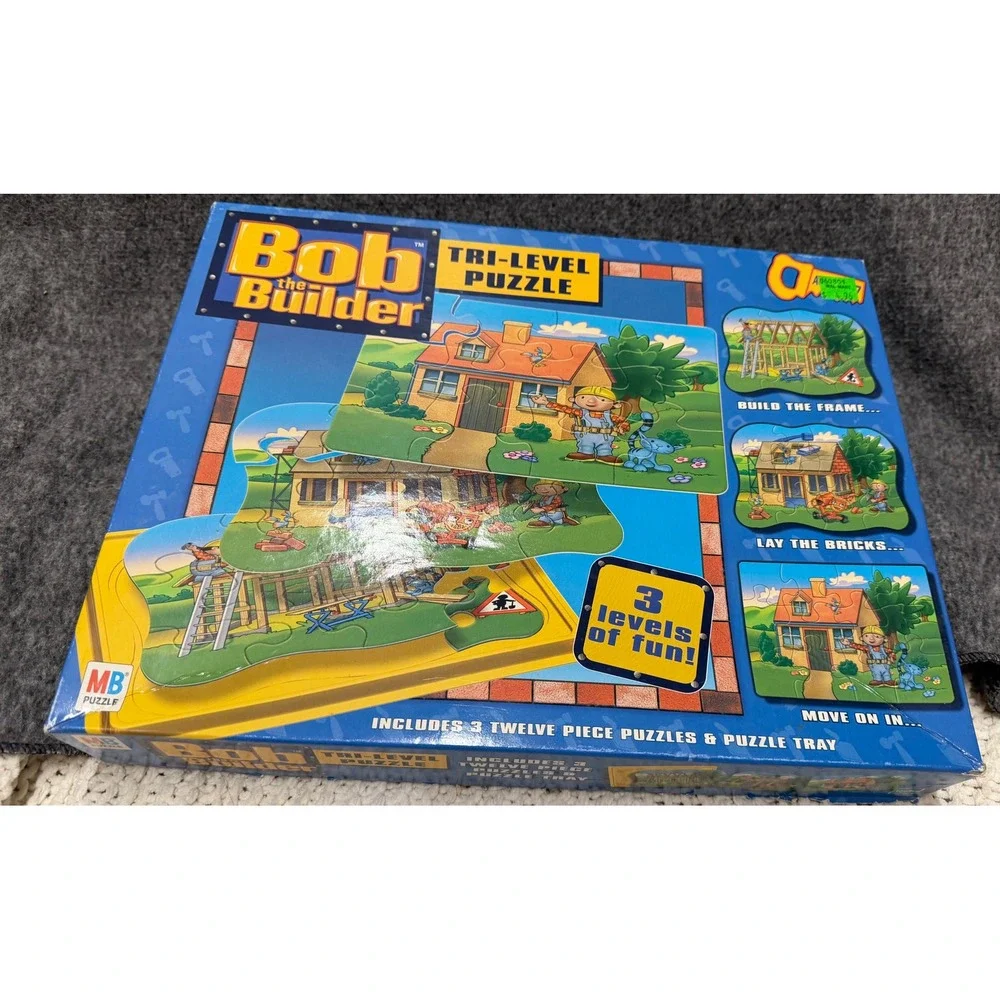 Bob the Builder Tri-Level Puzzle Milton Bradley 2001 3 Puzzles in 1 Tray 41520-1